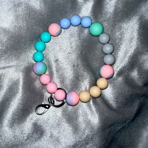 Silicone beaded wristlet keychain